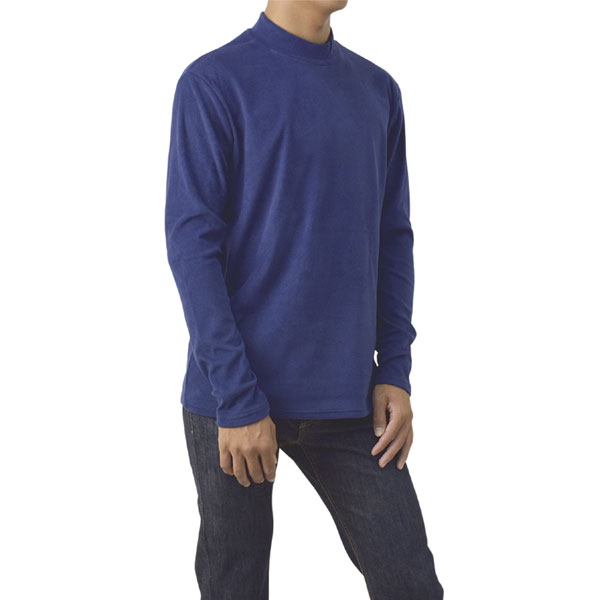 FLAG ON CREW メンズ ストレッチ フリース ハイネック 長袖Tシャツ