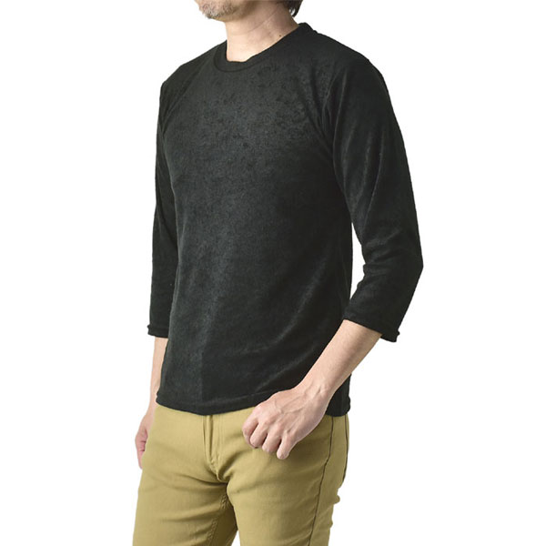 FLAG ON CREW 7分袖カットソー メンズ 七分Tシャツ パイル生地使用