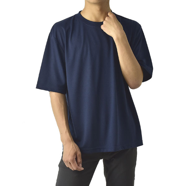 FLAG ON CREW ドライ Tシャツ ワイドシルエット 吸汗速乾 5分袖 半袖