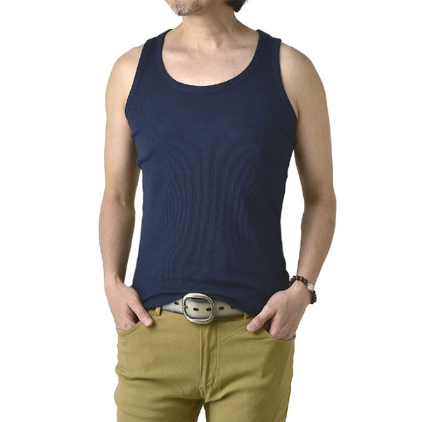 FLAG ON CREW タンクトップ メンズ スリーブレストップス 綿混素材