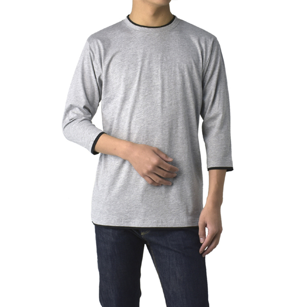 FLAG ON CREW 7分袖 Tシャツ メンズ クルーネック 無地 カットソー