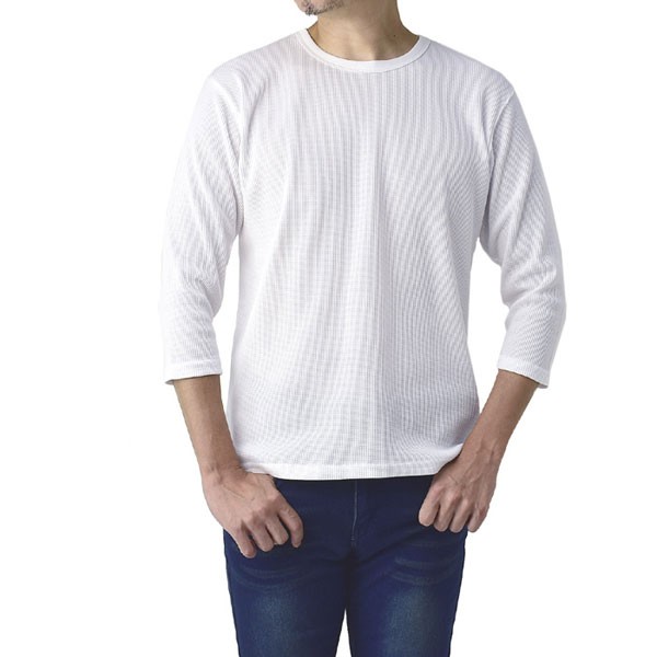 FLAG ON CREW Tシャツ 無地 7分袖 メンズ ロンT ワッフル ベビー