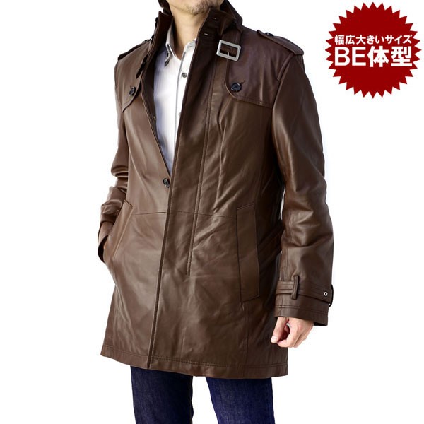 FLAG ON CREW コート レザーコート ラムレザー メンズ トレンチコート