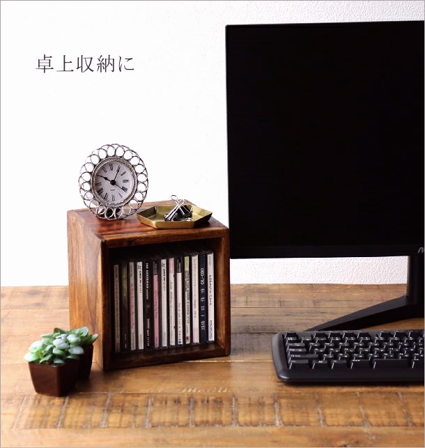 CDラック おしゃれ 木製 スリム 無垢 CD収納 卓上収納 卓上ラック 机上