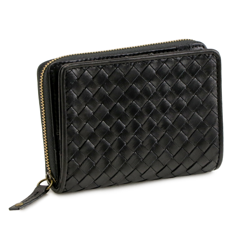 財布 二つ折り メンズ レディース ポニーレザー メッシュ 編み込み 馬