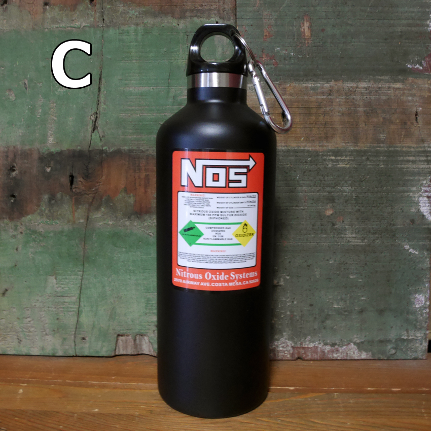 NOS ステンレスボトル ニトロ 窒素ボトル型 水筒 カラナビ付 保冷専用