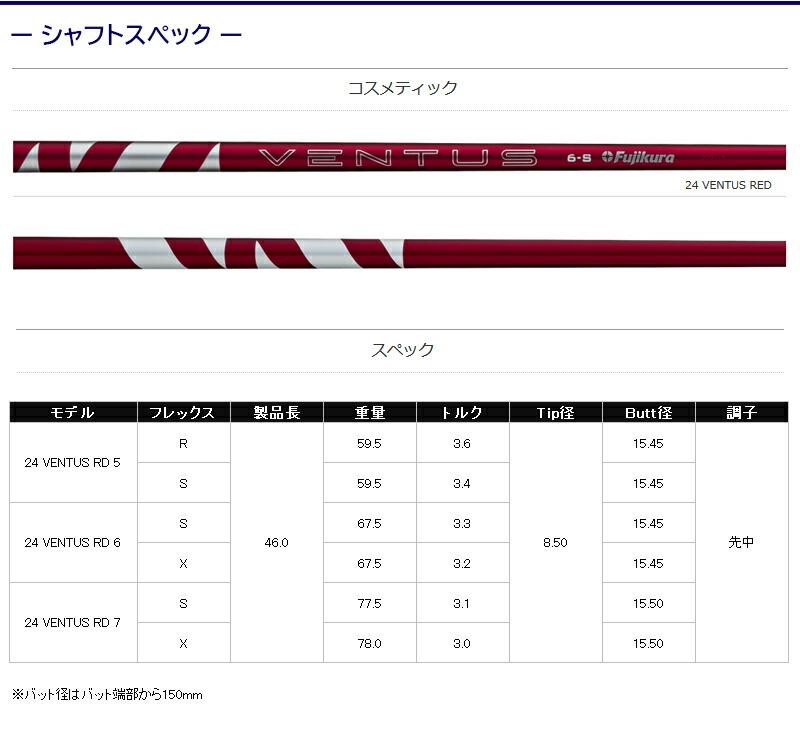 フジクラ 24ベンタスレッド 24 VENTUS RED 日本仕様 キャロウェイ