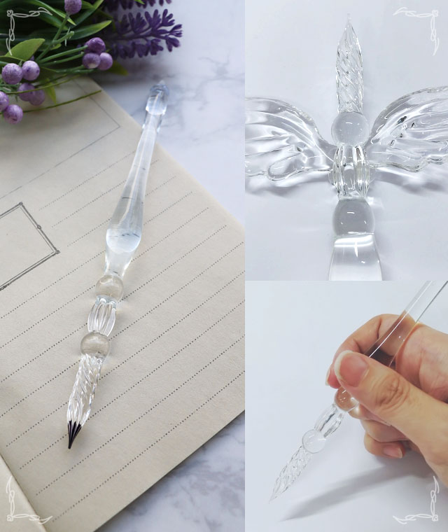 天使のガラスペン ペン置き ボトルインク付き ガラスペンセット インク