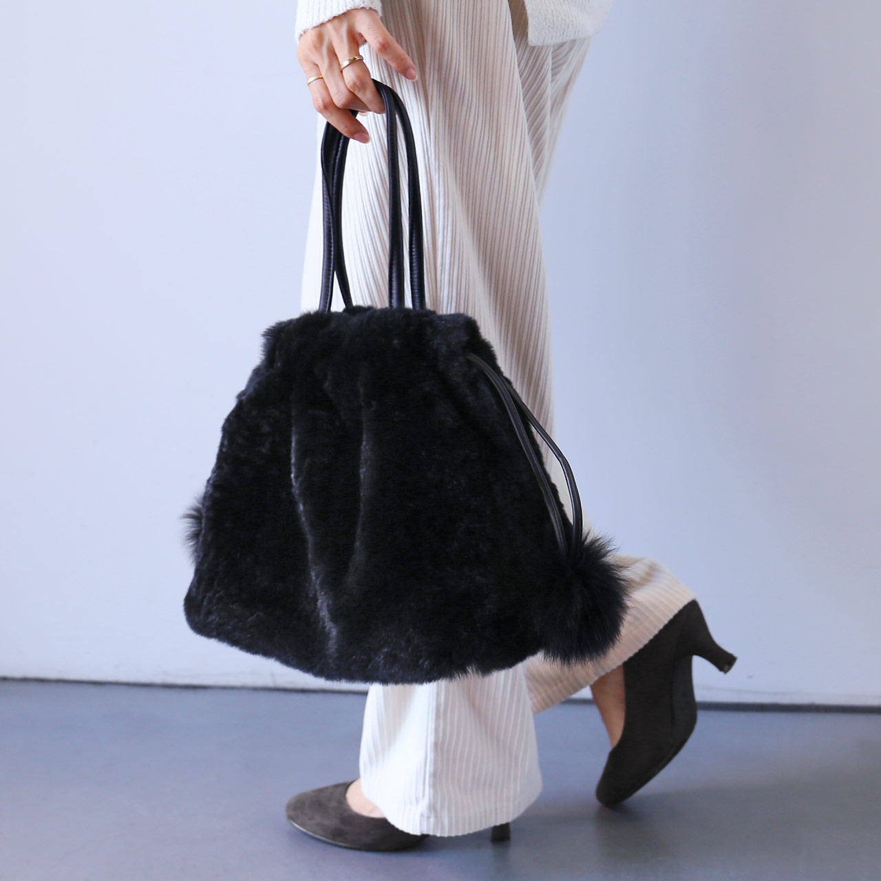 sankyo shokai（三京商会） レッキス ファーバッグ 巾着 レディース