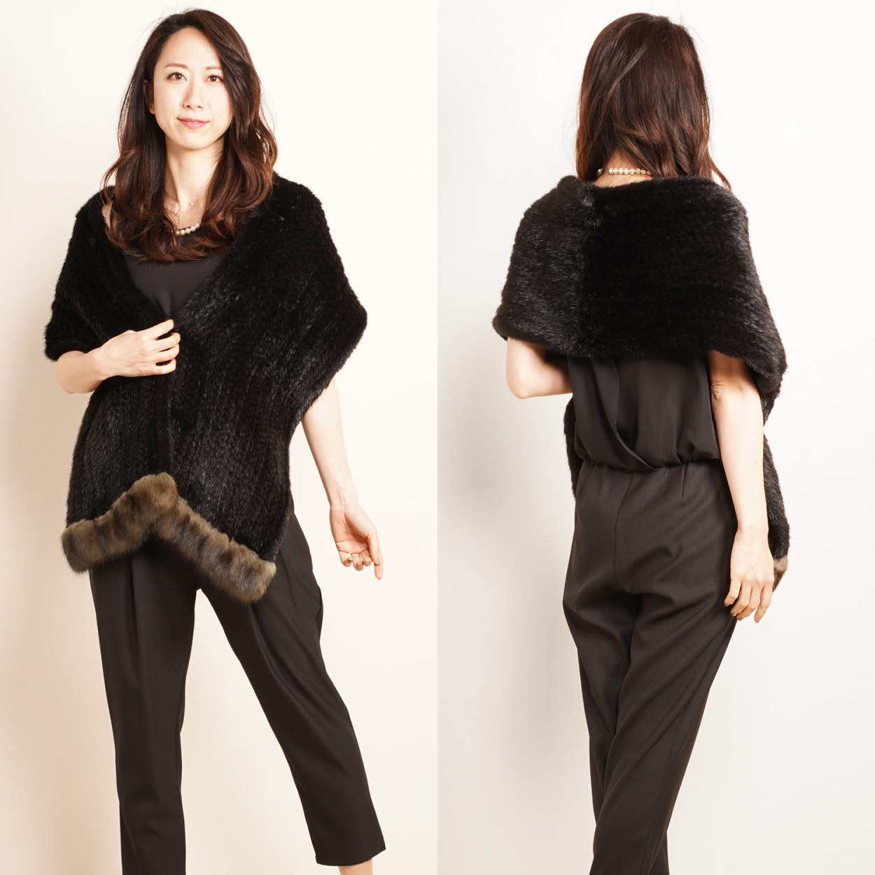 sankyo shokai（三京商会） ＜爆買＞ブラックミンク 編み込み ストール