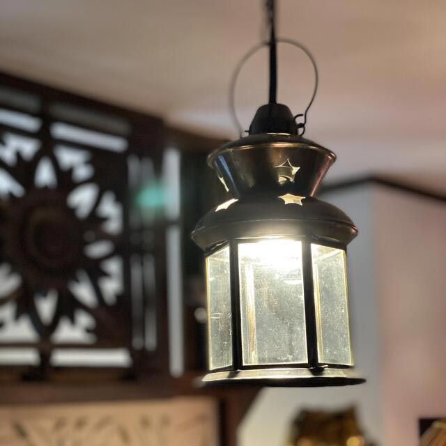 バリ風 吊り下げ 照明 ペンダントライト B クリア アジアンライト