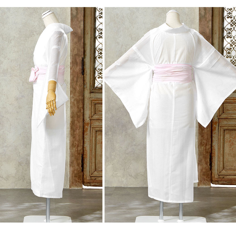 1枚までメール便送料無料】洗える 夏用 長襦袢 絽 半衿付 お仕立て