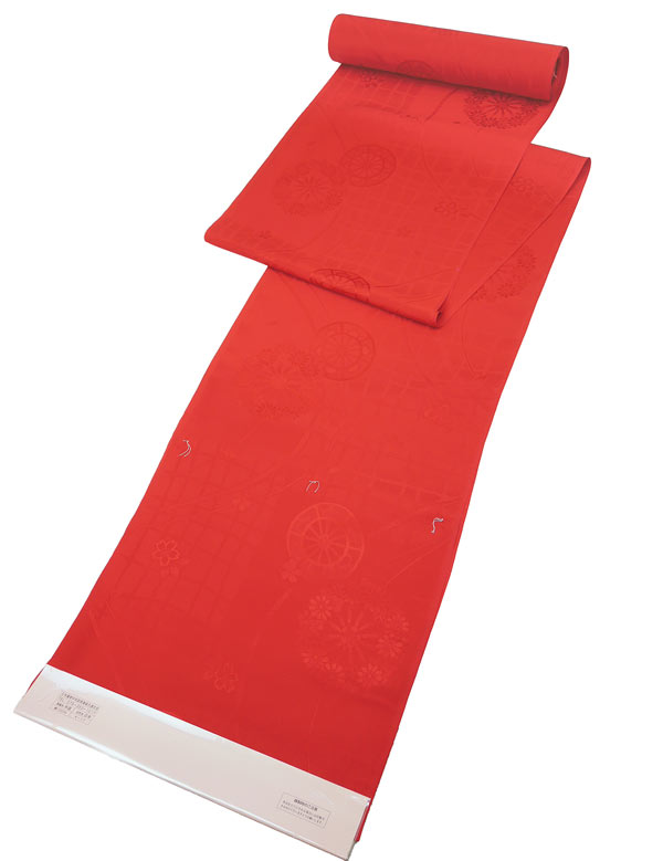 振袖用 正絹 長襦袢 j-005 赤色 朱赤 絹100％ 反物 未仕立て品 送料