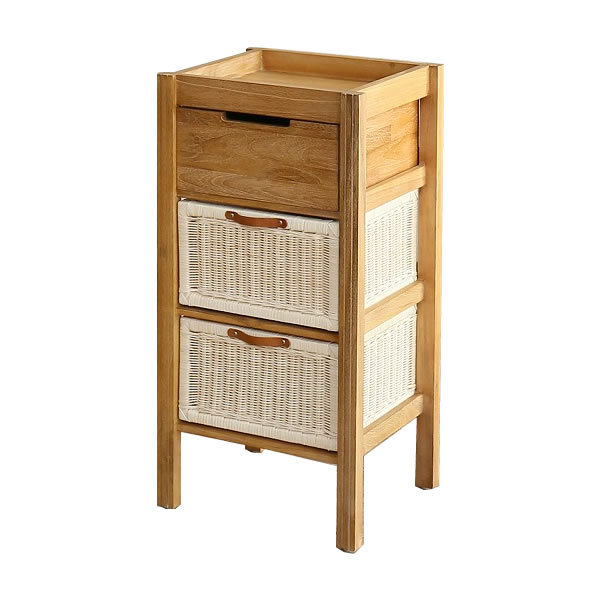 チェスト タンス 収納 リビング 洗面所 木製 チーク材 天然木 籐製