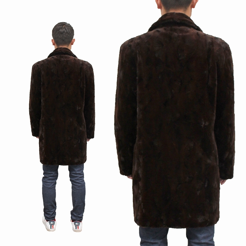 ミンク 毛皮コート メンズ ファーコート フリーサイズ ブラック ta