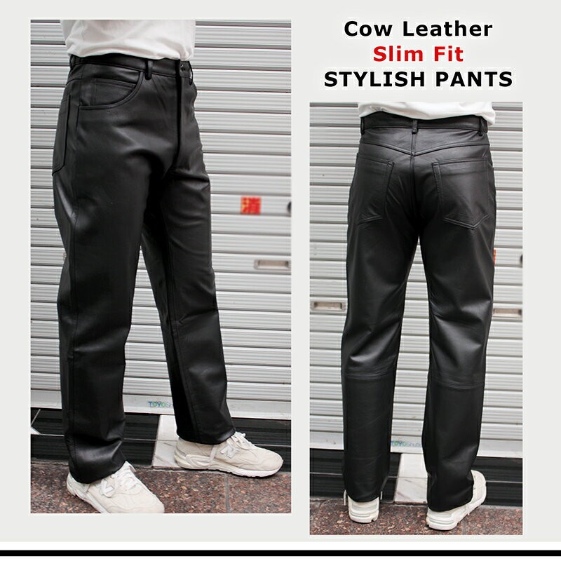 レザーパンツ メンズ 本革 牛革 ジーパンタイプ革パンツ M/L/Ll/3L/4L