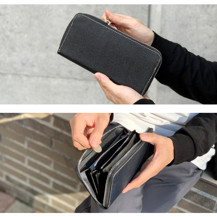 長財布 本革 財布 男の型押し 革財布 ラウンド財布 ラウンド