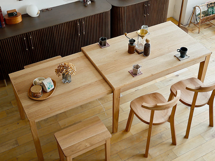 伸長式ダイニングテーブル Aki(アキ) 幅130/216cm ダイニングテーブル