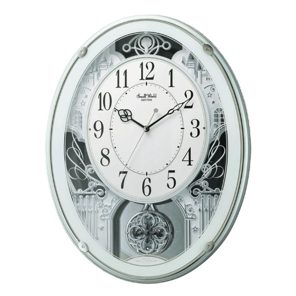 RHYTHM 振り子時計 スモールワールドプラウド 18曲収録 電波時計