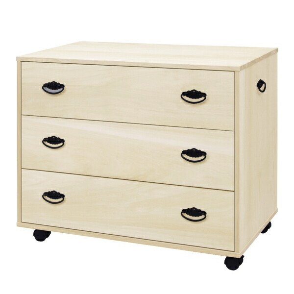 マーゼルン 総桐 押入れタンス 3段 浅型 キャスター付 日本製 幅75cm