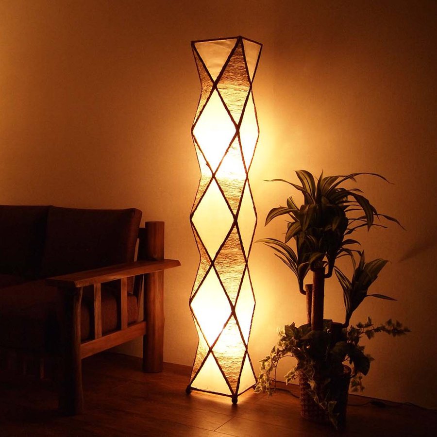 スタンドライト アジアンリゾート風 バナナリーフ 布張り 高さ150cm