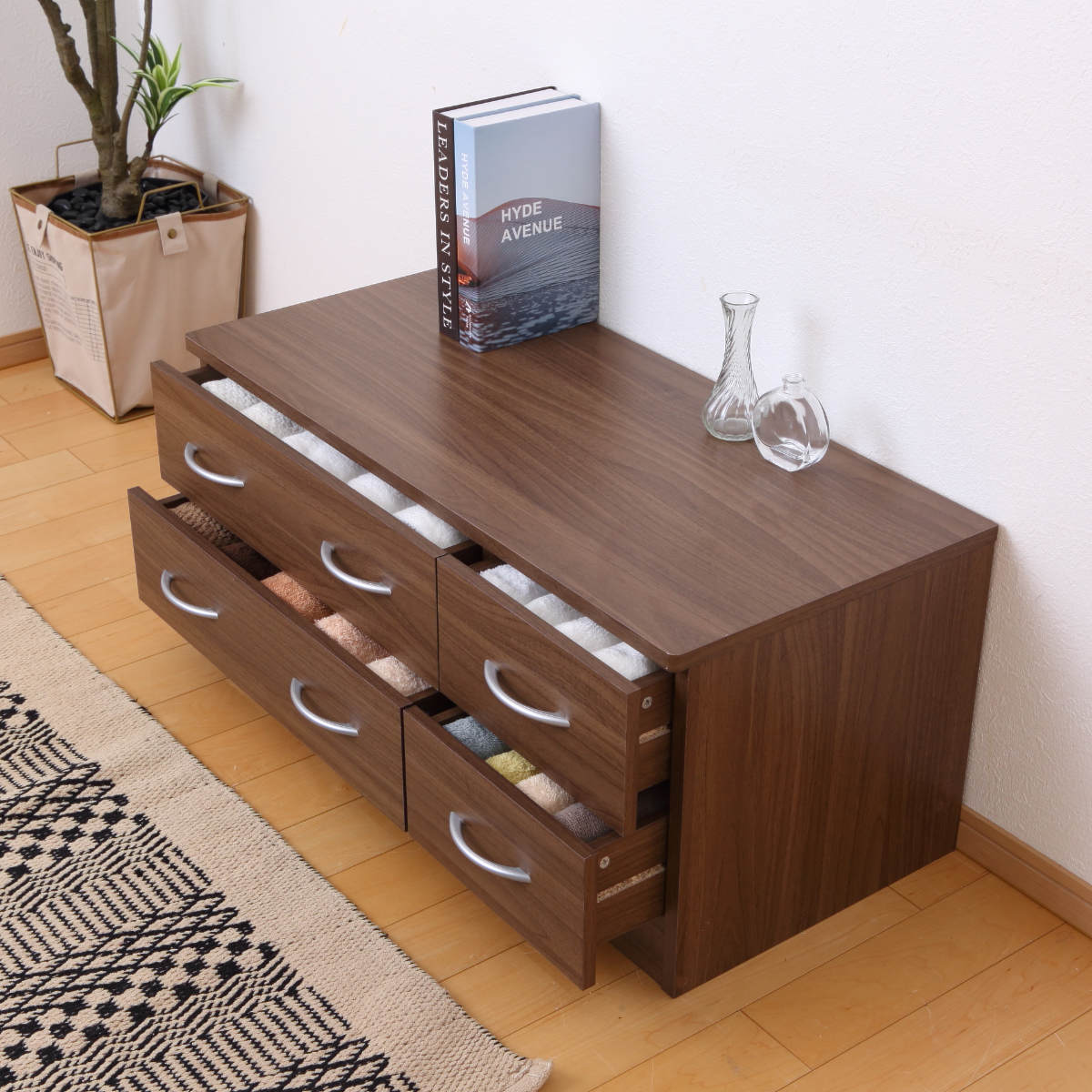 クロシオ ローチェスト 幅89.5cm 2列2段 北欧風 ブルーム （ チェスト