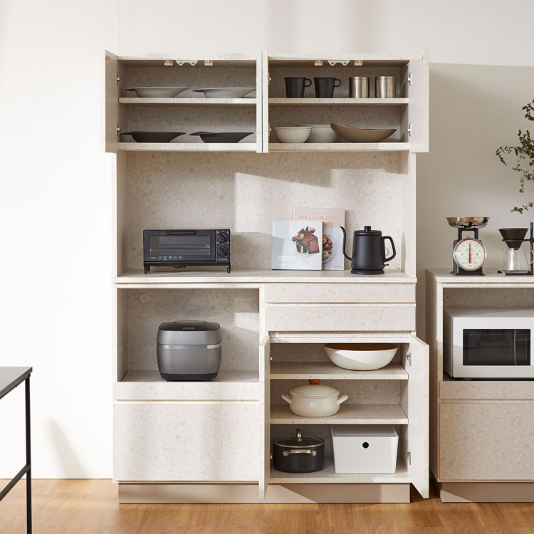 LOWYA（ロウヤ） 食器棚 幅118.9cm おしゃれ 完成品 キッチンボード