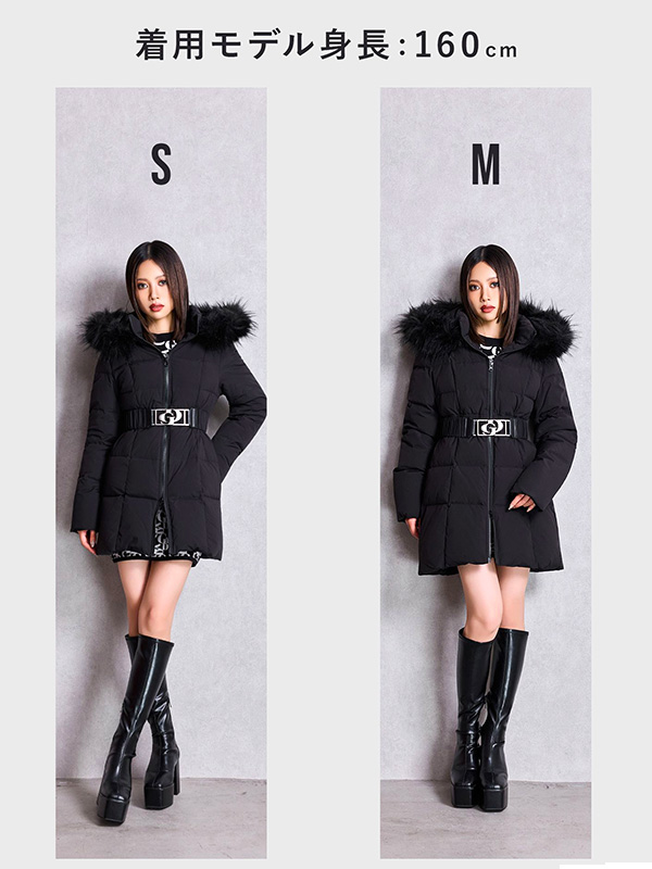 GYDA（ジェイダ） ダウン ジャケット ロング GD ベルト付き ロング