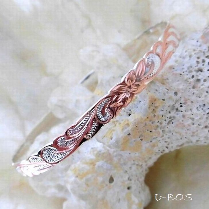 ハワイアンジュエリー バングル 6mm幅 ピンクゴールド コーティング