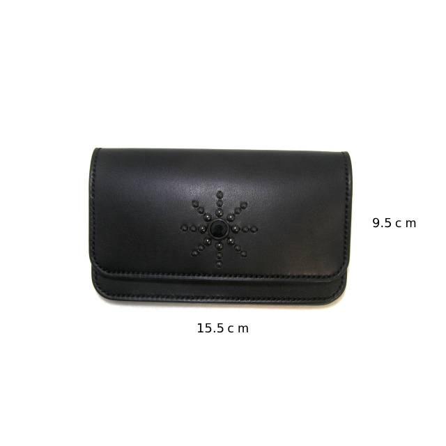 栃木レザー 本革 トラッカーウォレット ミドルウォレット スタッズ