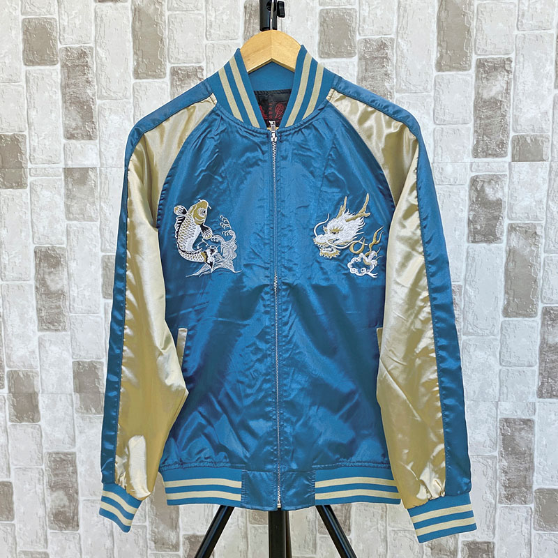 スカジャン メンズ 和柄 鷹 虎 鳳凰 鯉 風雷神 サテン生地 刺繍 男女