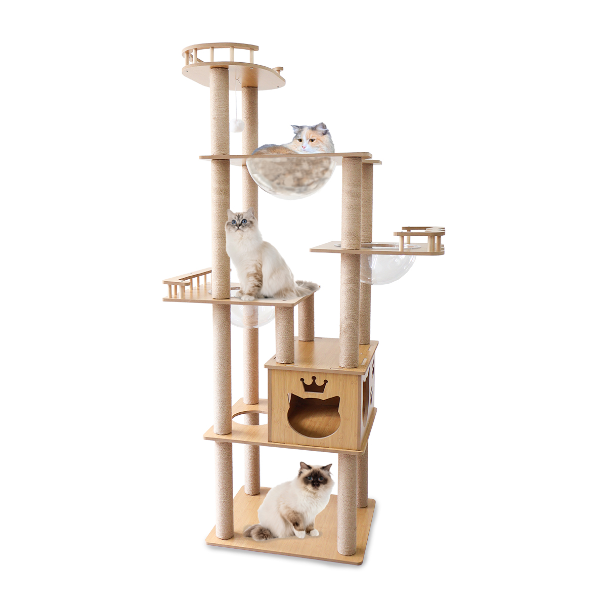 WEIMALL（ウェイモール） キャットタワー 木製 宇宙船 据え置き 大型猫