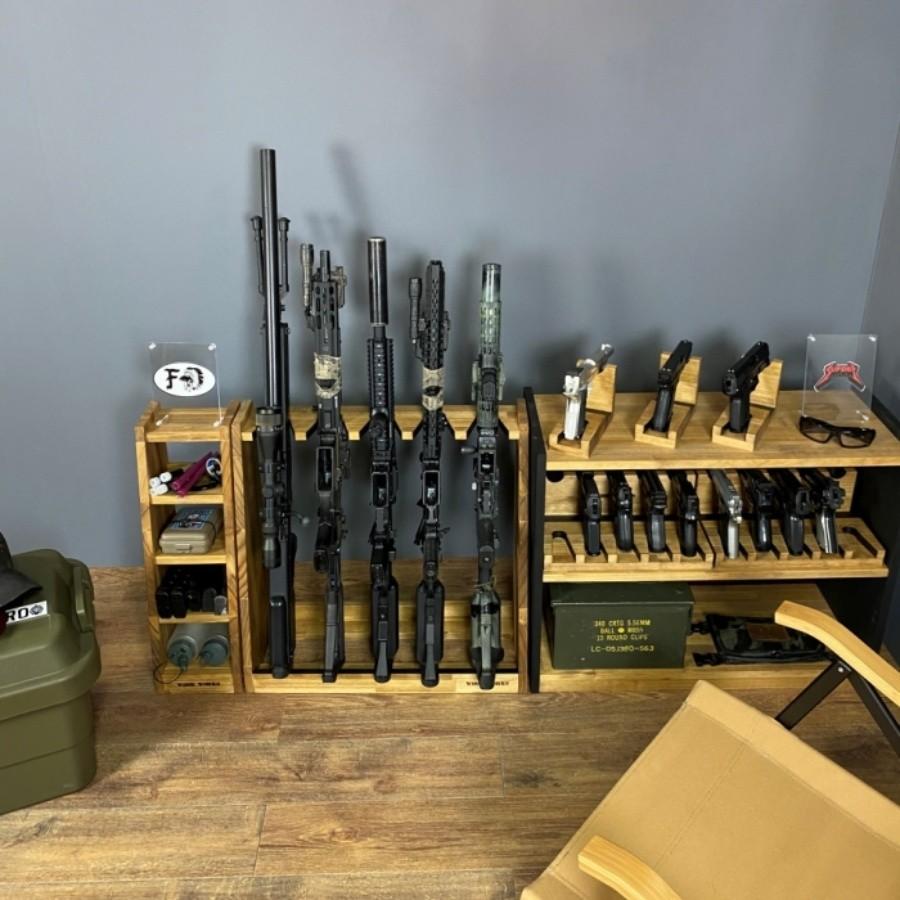 WOODWORKS ガンラック 5丁掛 ( 色：ライトブラウン) 木製 日本製