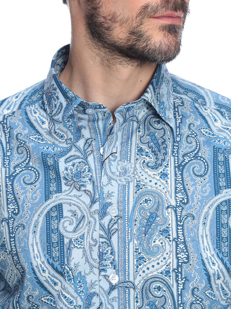 ETRO（エトロ） メンズ シャツ 長袖 ペイズリー柄 ストレッチ コットン