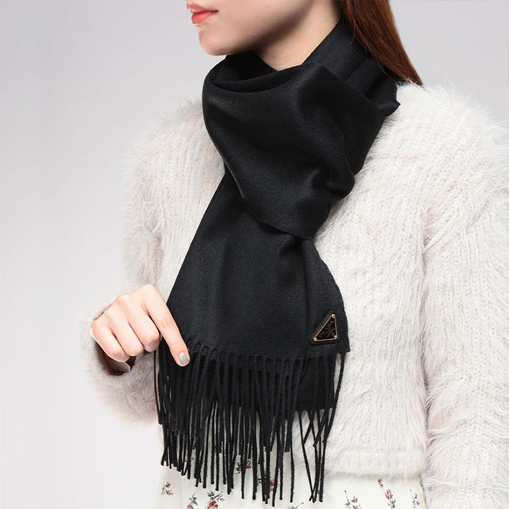 PRADA（プラダ） マフラー メンズ トライアングルロゴ カシミヤ混 ワン