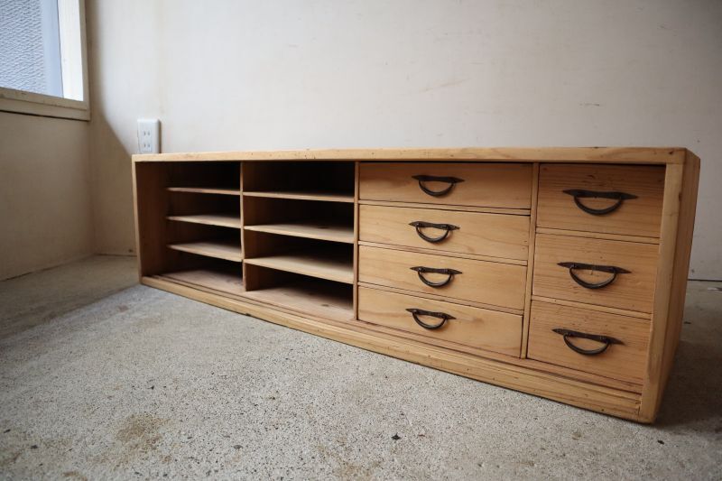 引き出し7杯付き横長収納棚 - 古道具＋original‐紫山‐ shizan