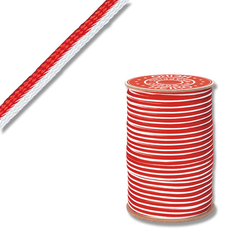 HEIKO 紐 贈答用紐 二交打 約4mm×150m 赤白 1巻 001510301 包装用品