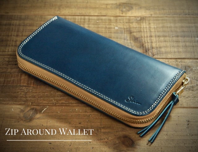 100%タンニン鞣しのイタリアンレザー製ラウンドファスナー長財布/革