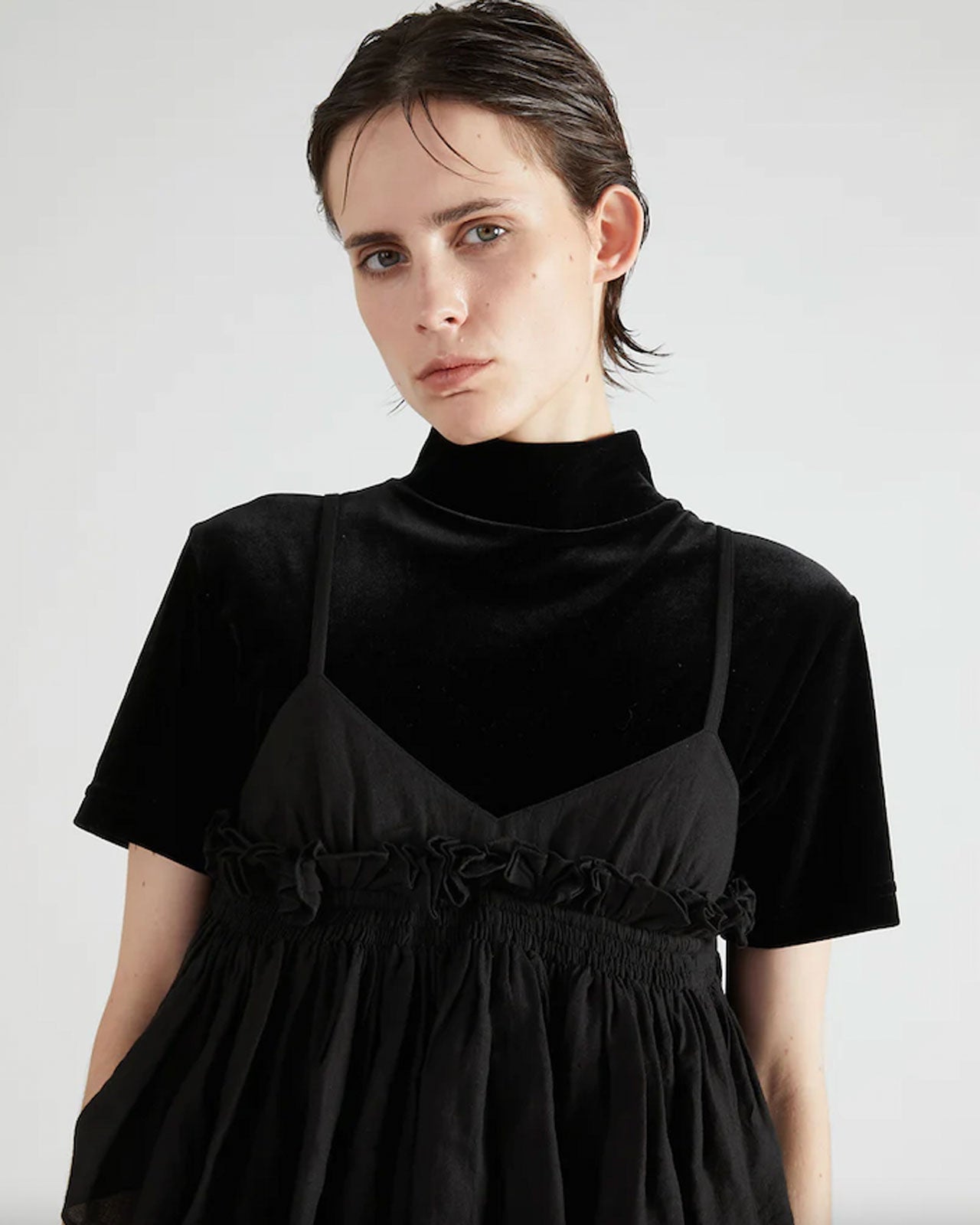 Crinkle Crinkle Crinkle embroidery scallop cami dress – Shinzone