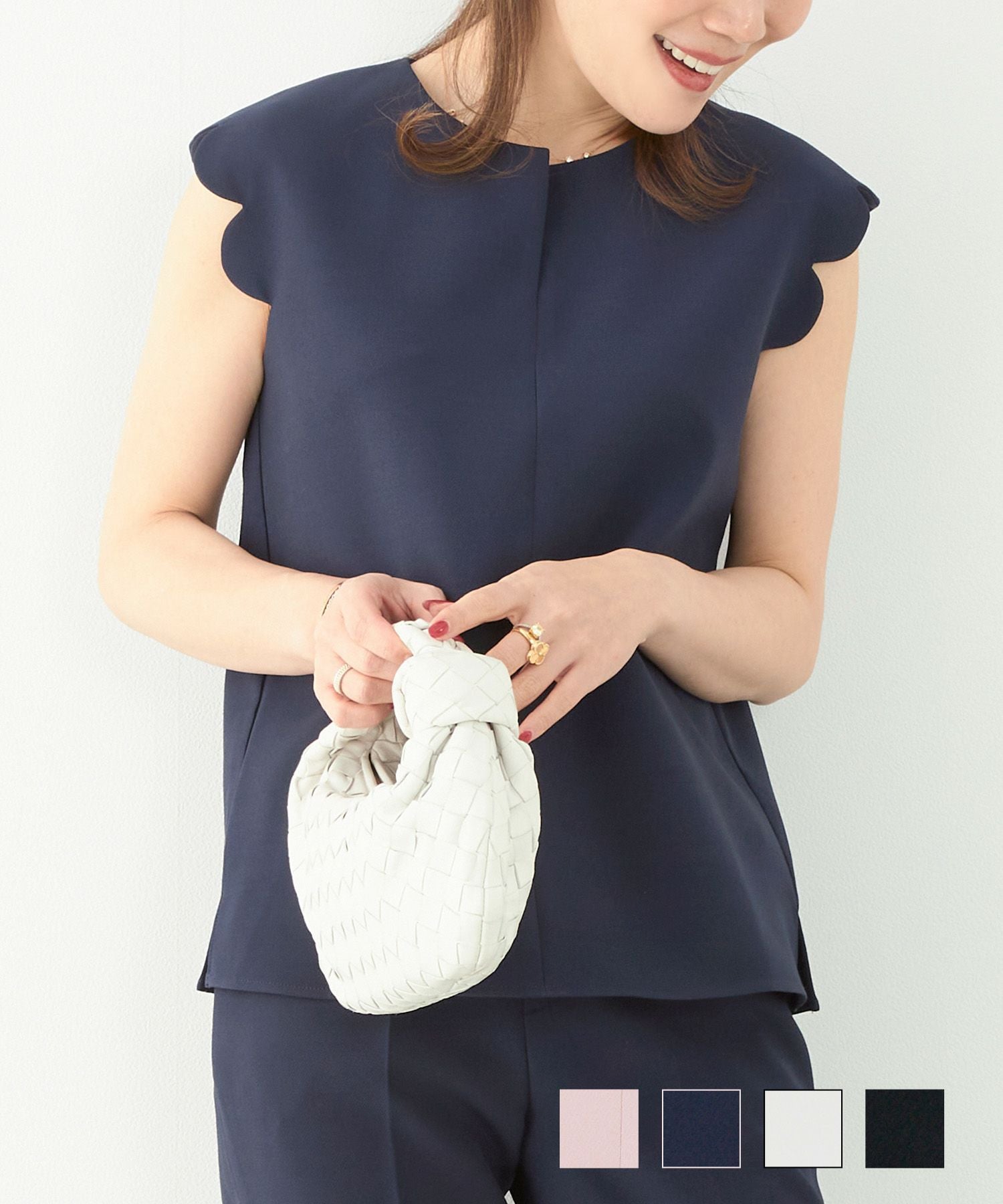 ブラウス スカラップスリーブ スリットネック Liala×PG 全4色｜lpg811