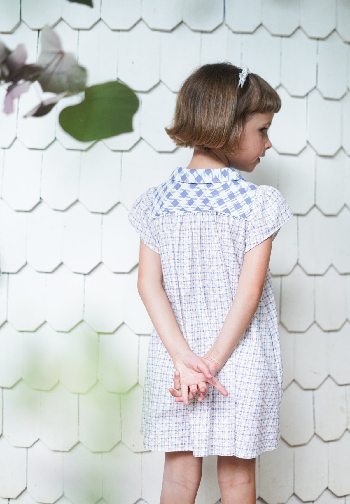 Philomena Dress, Checker Rose Print, Blueberry – Soor Ploom