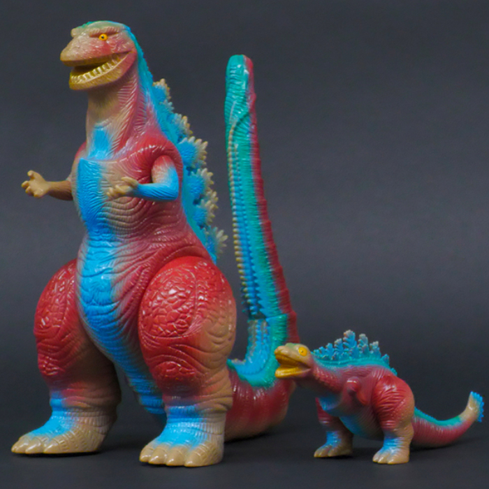 マルサン ゴジラ450 ビオゴジ クリアオレンジ×ブルー ソフビ 緊急特報