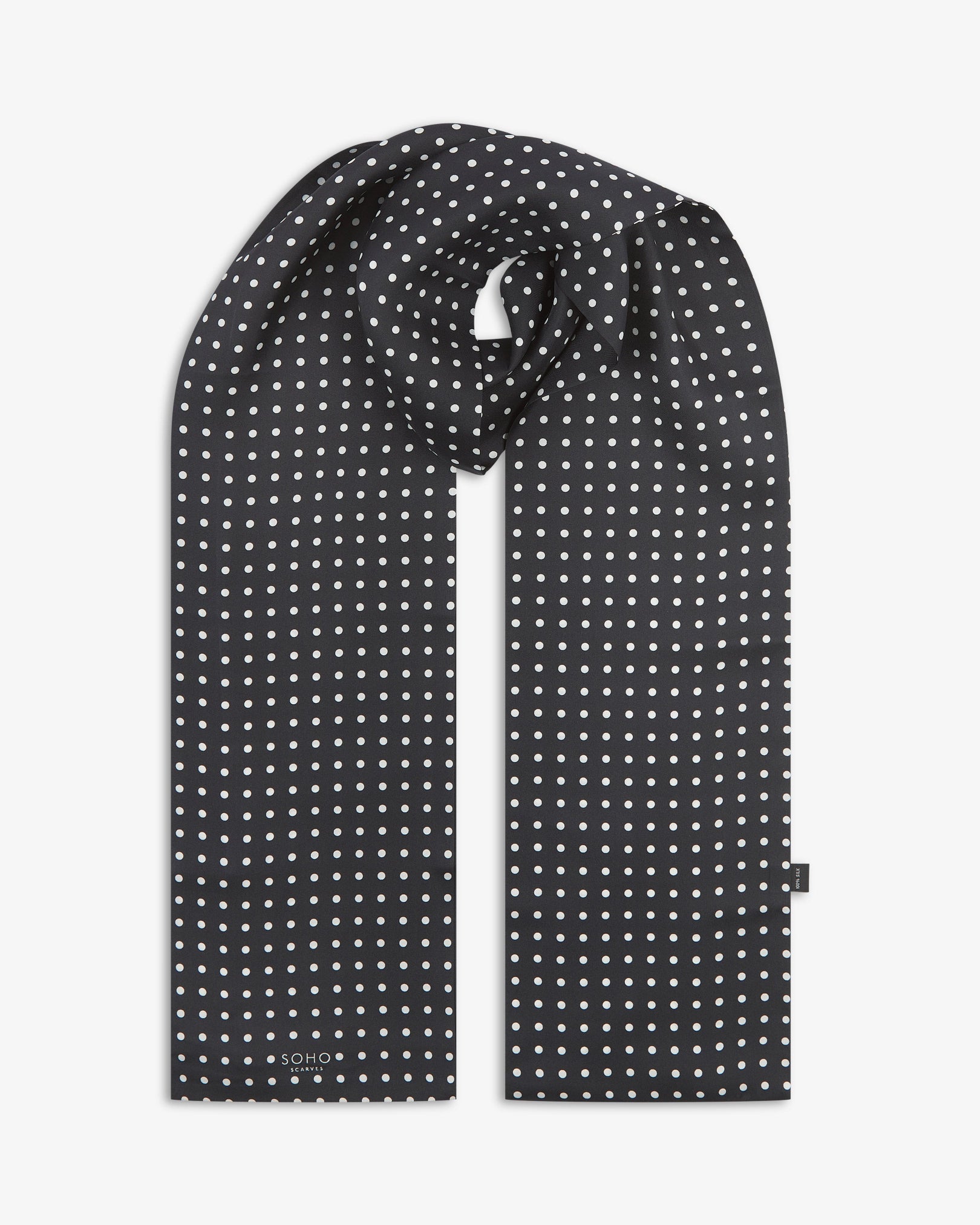 Men's Silk Scarf | Black & White Polka Dot | The Shinagwa