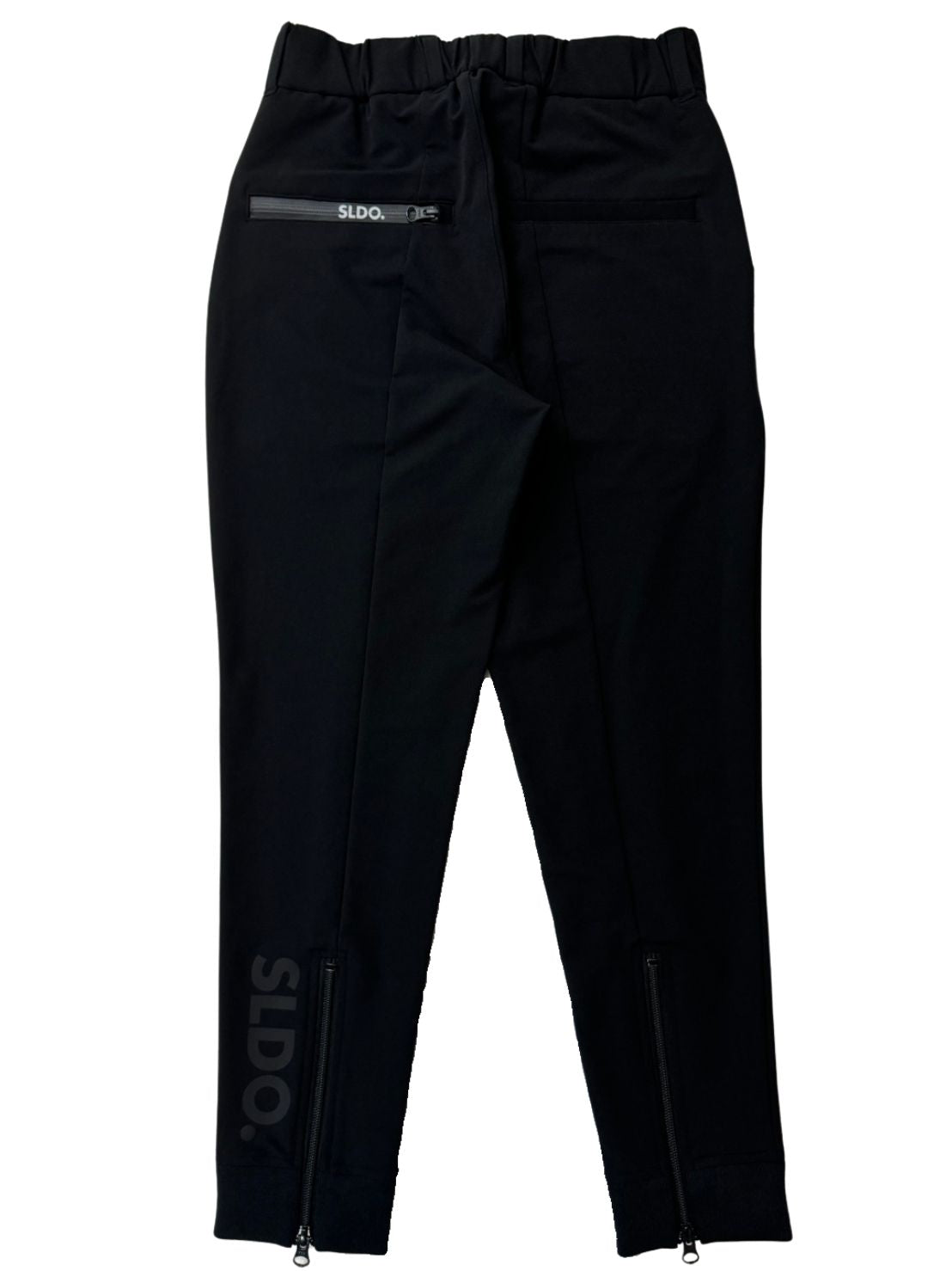 NEW STDダブルクロスストレッチリブパンツ/BLACK×BLACK LOGO (UNISEX