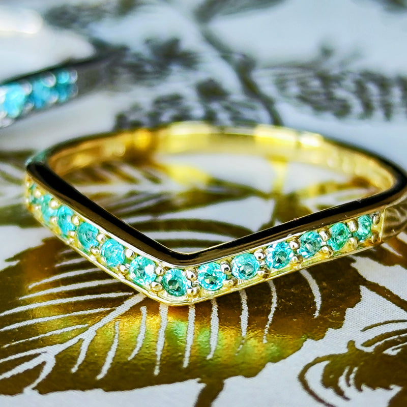 天然パライバトルマリン ハーフエタニティリング 18金 – Mico宝飾店