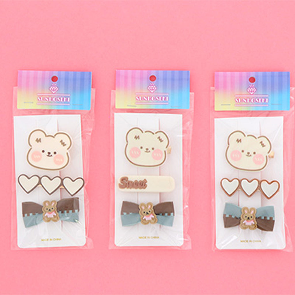 くまちゃんMIXヘアクリップ／3個セット – SUNHOSEKI