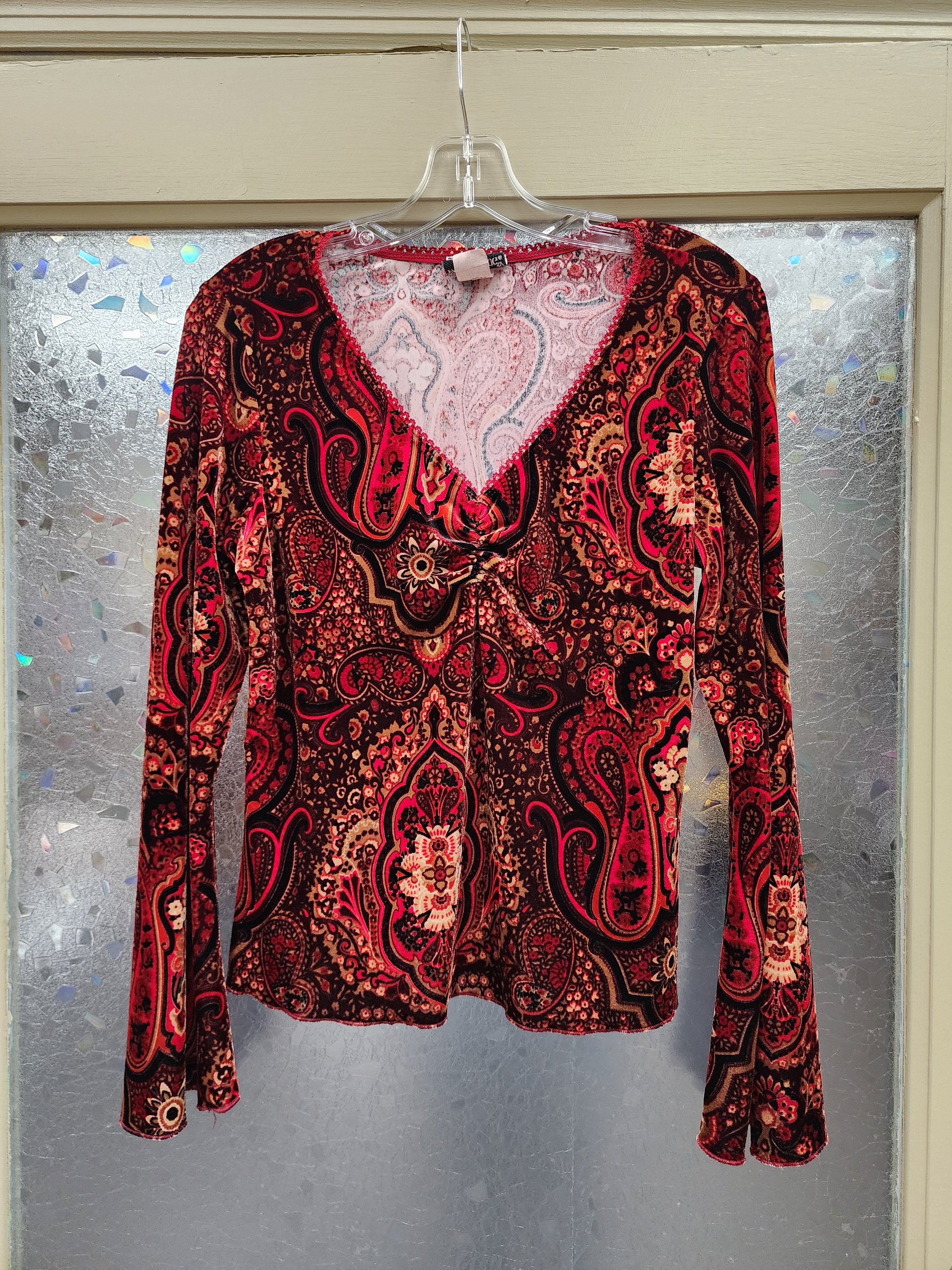 Velvet Paisley Bell Long Sleeve Top – Subtle Fever