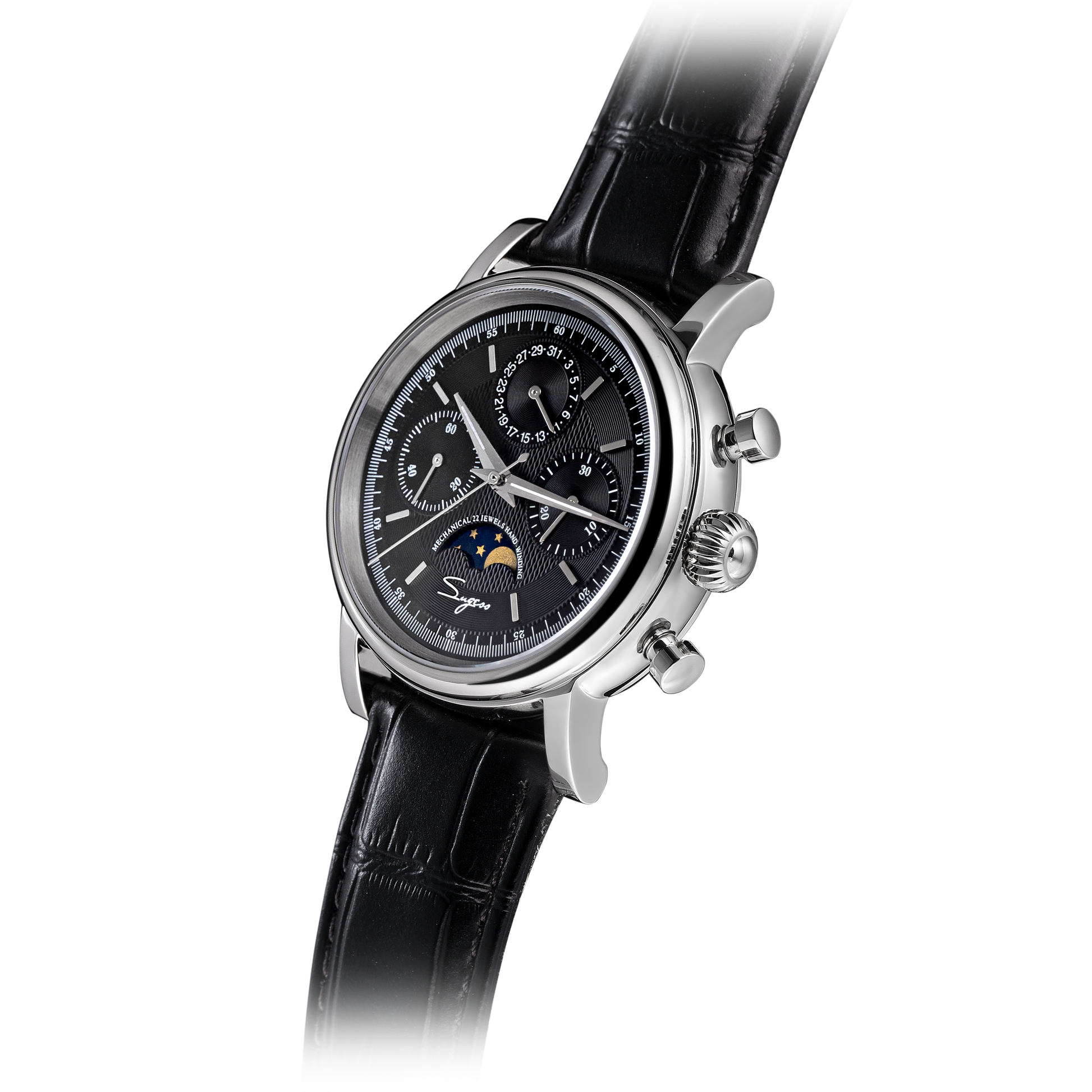 MoonPhase Master S394 (SU1908SZ) Stainless-Steel Case Black Dial