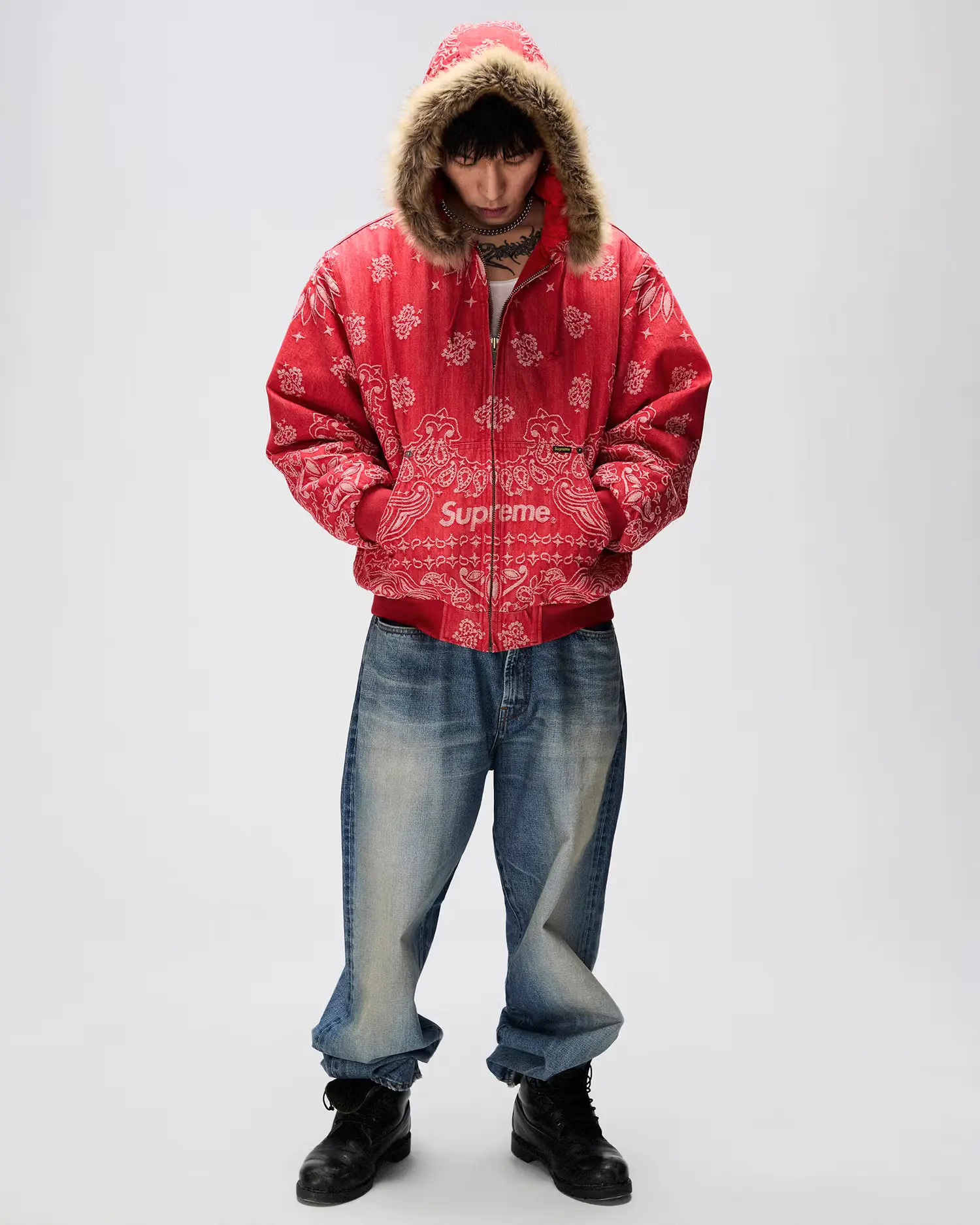 Bandana Jacquard Denim Hooded Work Jacket | Supreme 25ss