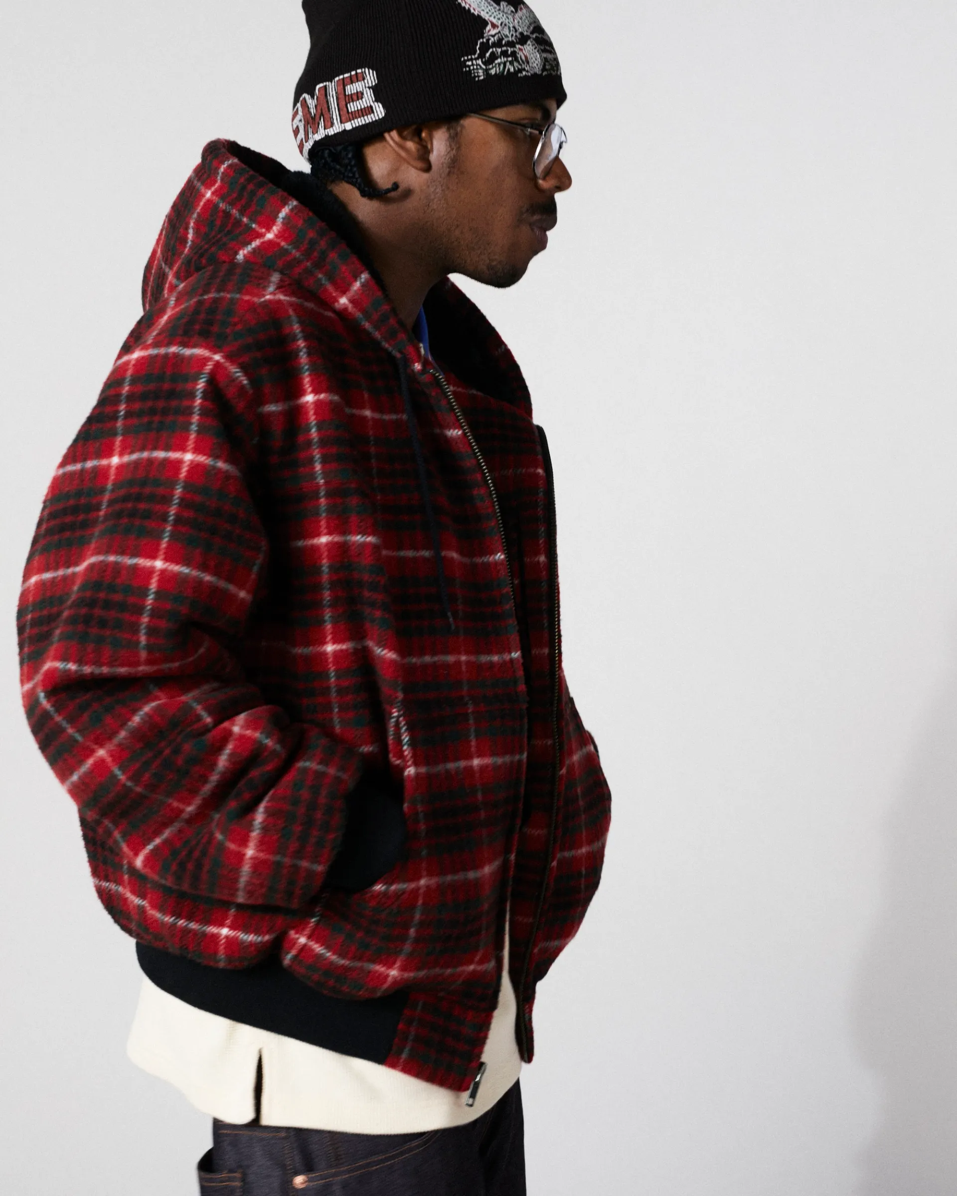 Plaid Wool Hooded Work Jacket | Supreme 23fw